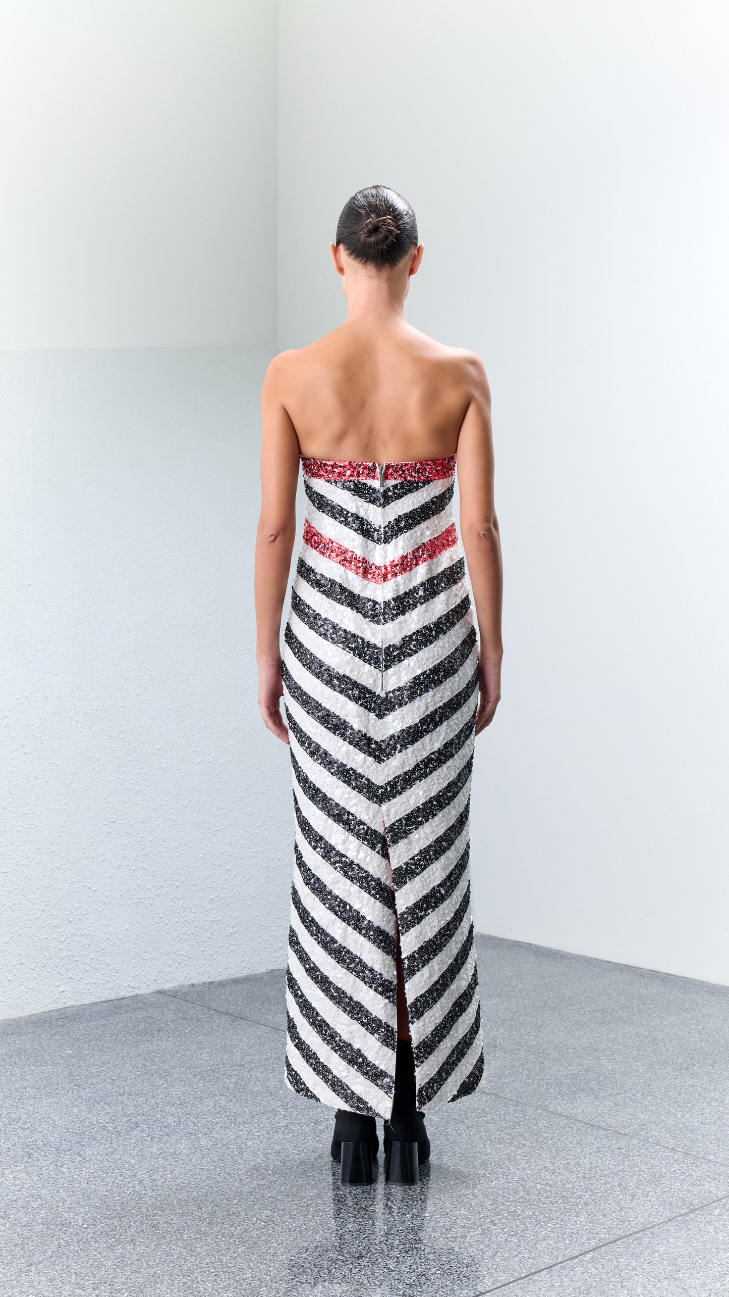 3.6 ALF Beaded Bustier Midi Cocktail Dress