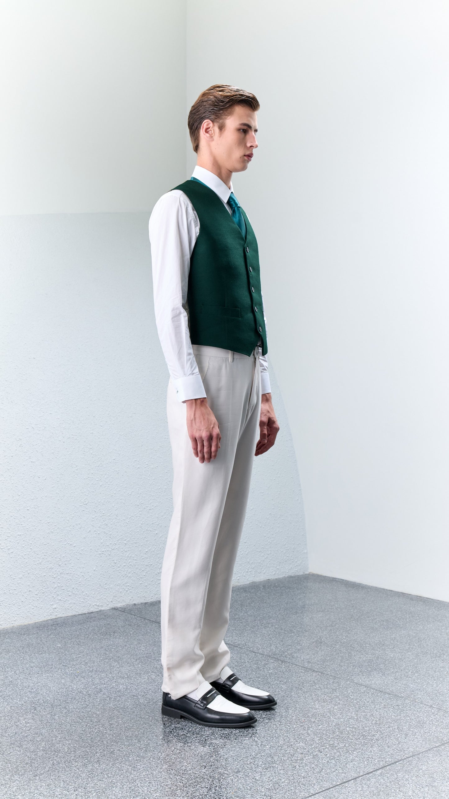 4.7 AST Green Silk Wool Vest