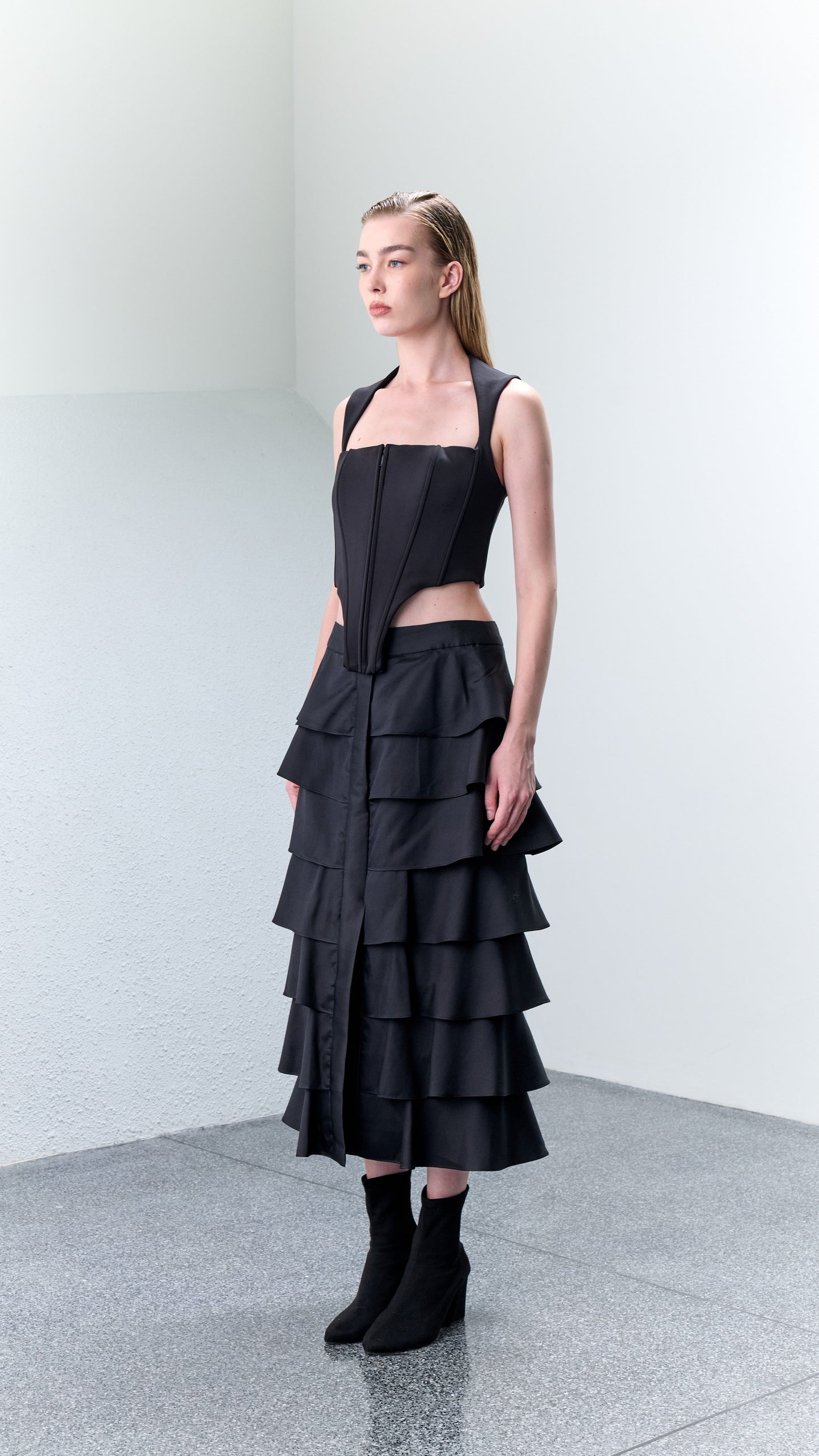 2.10 HAS Silk Wool Tiered Skirt