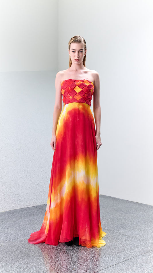 3.2 FER Gradient Dyed Silk Bustier Gown