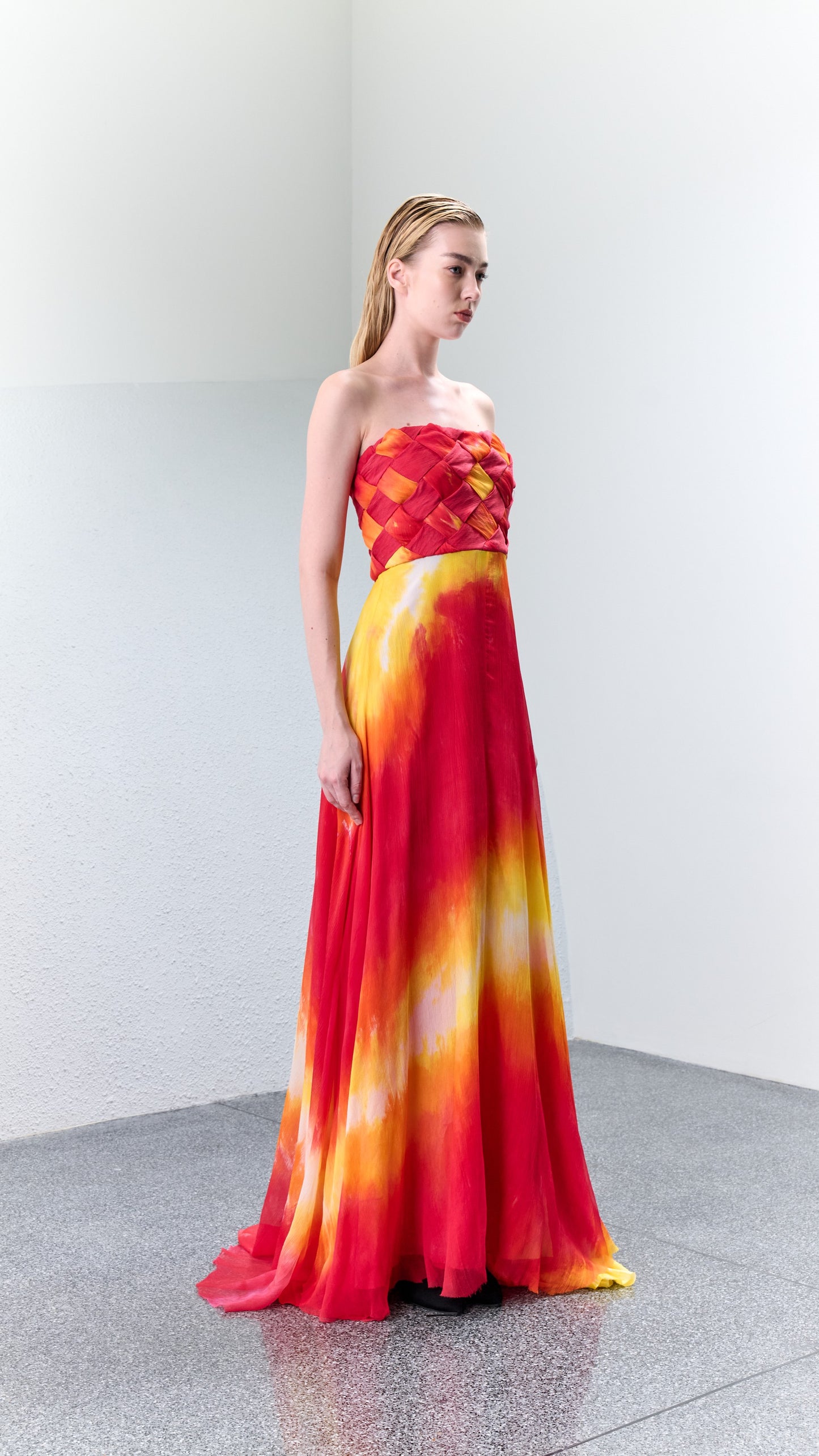 Fer Gradient Dyed Silk Bustier Gown