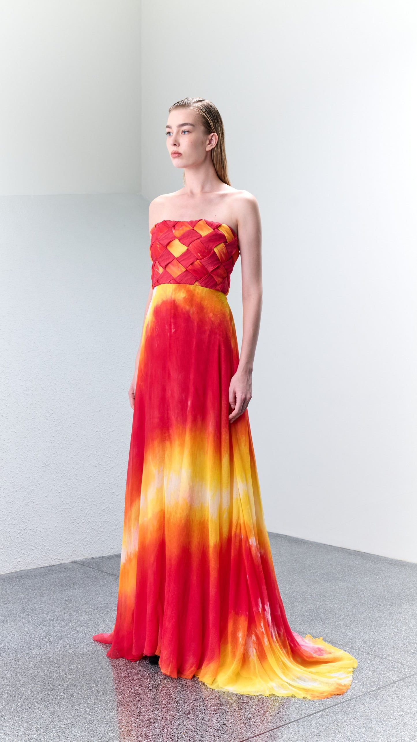 Fer Gradient Dyed Silk Bustier Gown