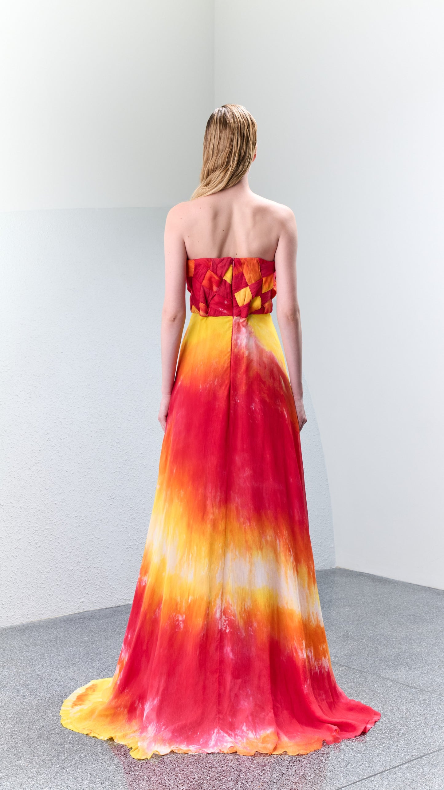 Fer Gradient Dyed Silk Bustier Gown