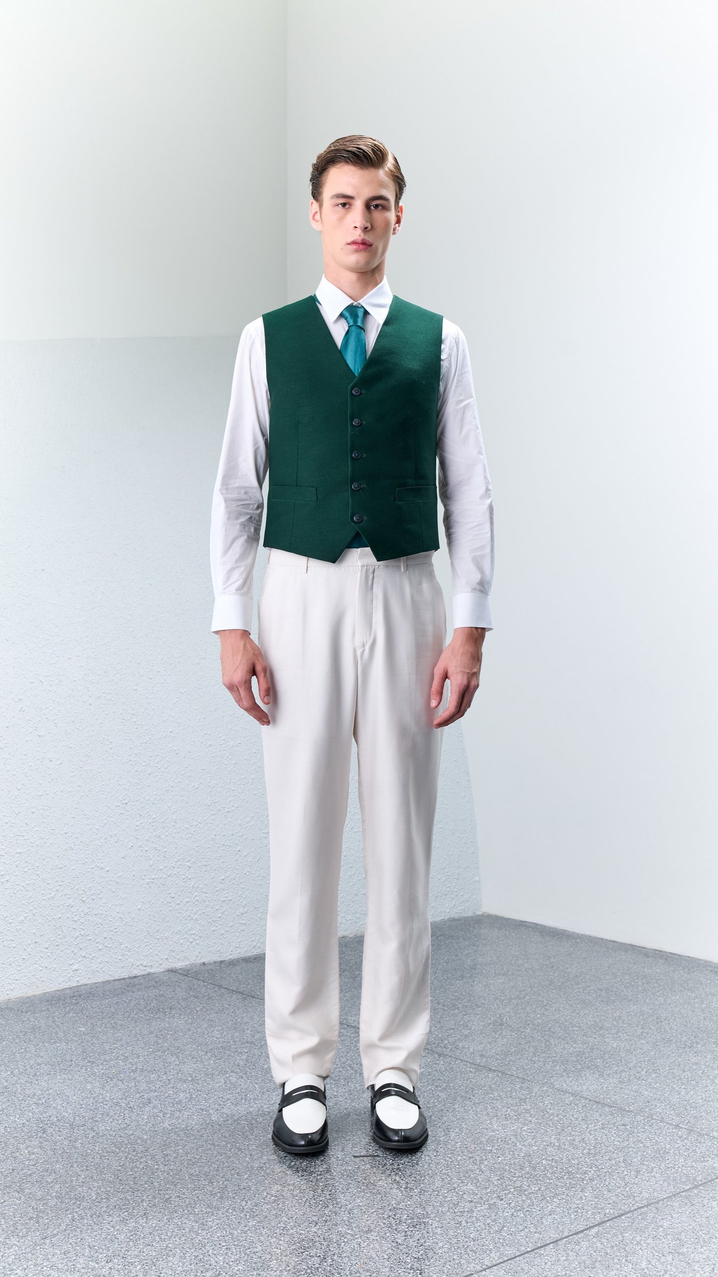 Ast. White Silk Wool Trousers