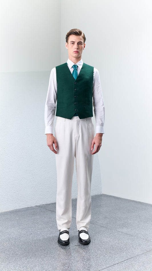 4.7 AST White Silk Wool Trousers